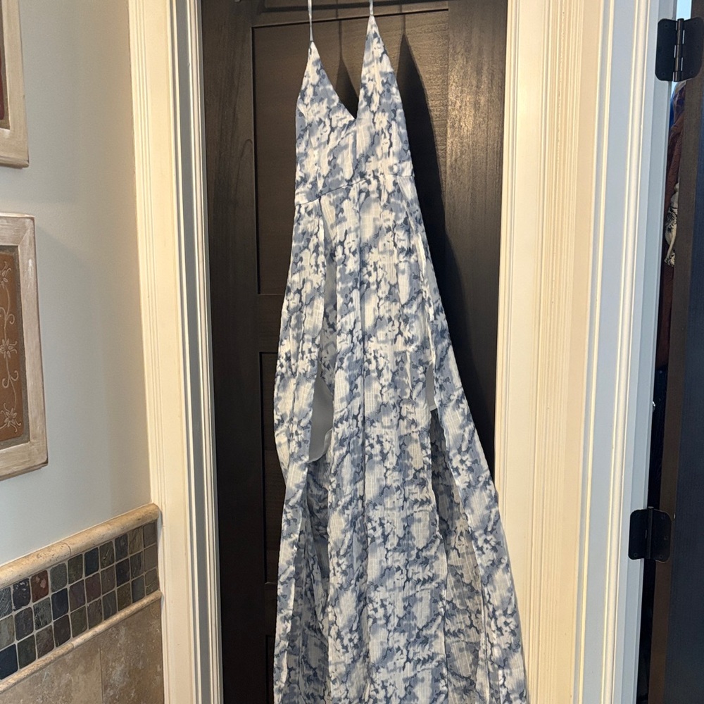 HYFVE Blue and White Patterned Jumpsuit